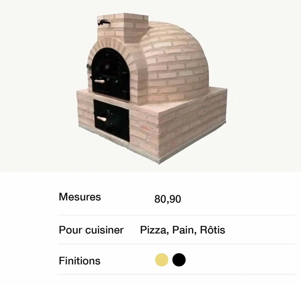 Four à bois enveloppant avec foyer inférieur carré finition brique